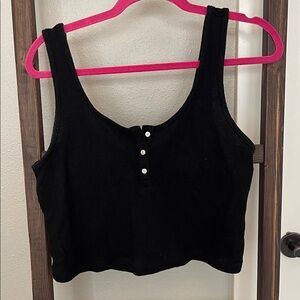 Old Navy Black Buttoned Crop Top